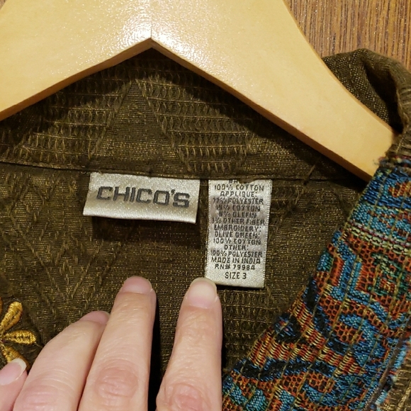 Vintsge Chico's Multicolor Patchwork Embroidered Jacket - Picture 2 of 9
